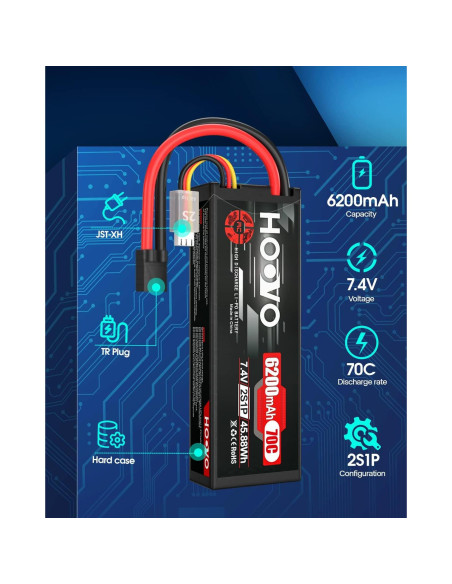 Batería Lipo HOOVO 7.4V 6200mAh 70C 2S para RC
