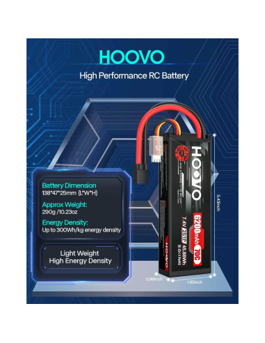 Batería Lipo HOOVO 7.4V 6200mAh 70C 2S para RC