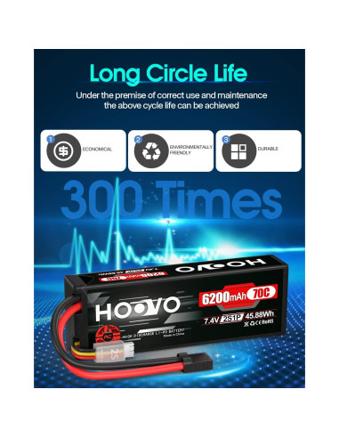 Batería Lipo HOOVO 7.4V 6200mAh 70C 2S para RC