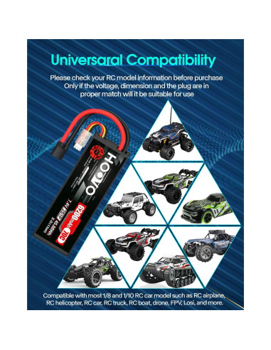 Batería Lipo HOOVO 7.4V 6200mAh 70C 2S para RC