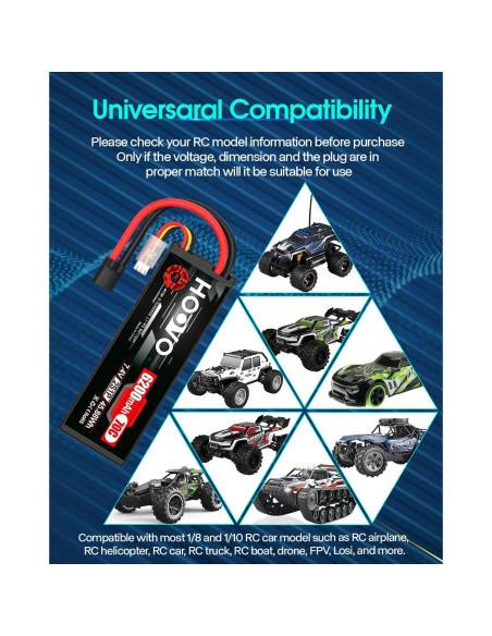 Batería Lipo HOOVO 7.4V 6200mAh 70C 2S para RC