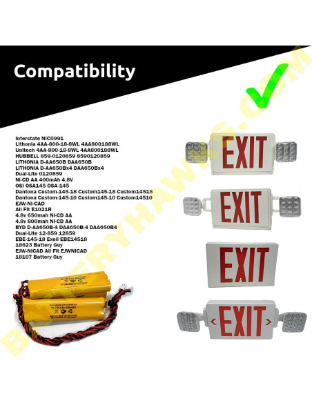 Paquete de 10 Baterías Recargables NiCd 4.8V 650mAh D-AA650Bx4