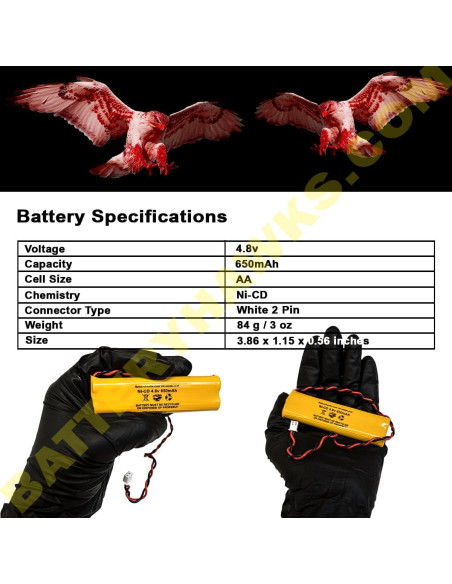 Paquete de 10 Baterías Recargables NiCd 4.8V 650mAh D-AA650Bx4