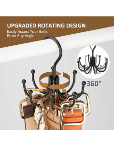 Soporte Organizador de Cinturones ZEDODIER - Metal Negro 24 Accesorios 2