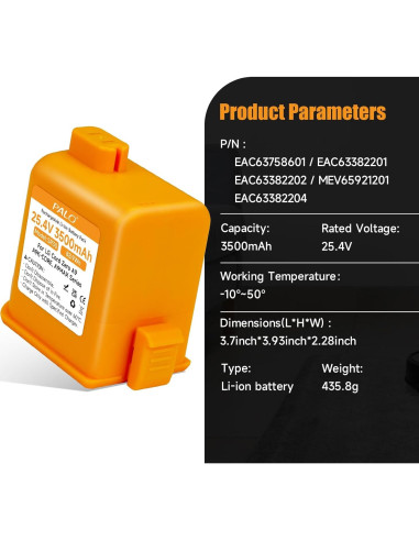 Batería de Reemplazo 3500mAh para Aspiradora LG CordZero A9