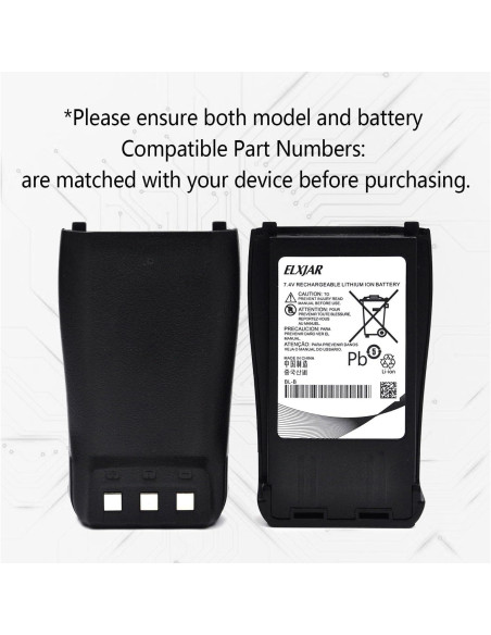 Baterías Recargables elxjar 7.4V 2000mAh para Radios UV-B