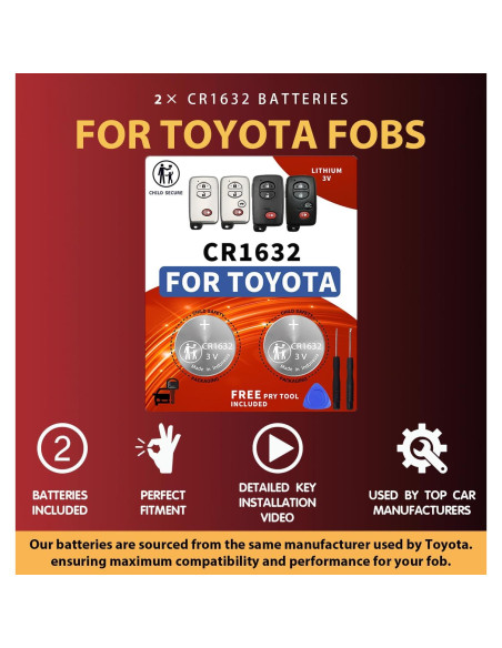 Baterías CR1632 para llaves Toyota - Reemplazo OEM