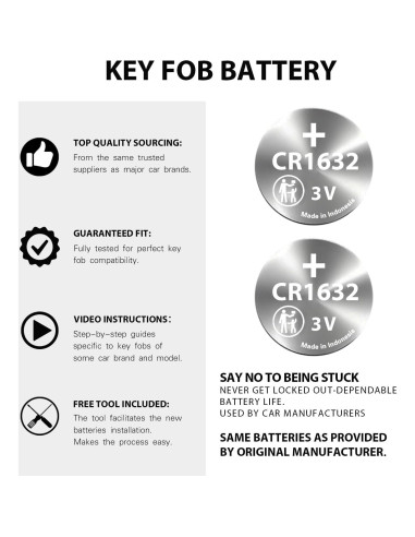 Baterías CR1632 para llaves Toyota - Reemplazo OEM
