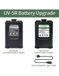Batería Recargable BAOFENG UV-5R BL-5 1800mAh USB C (2 Pzs) 2