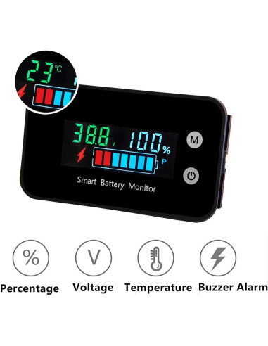 Monitor de Batería IPX7 hwnguJ AA-01 12V-72V con Alarma