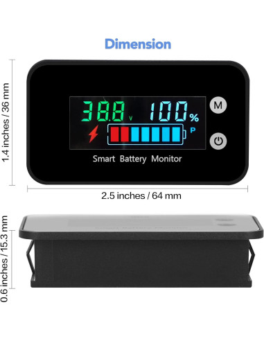 Monitor de Batería IPX7 hwnguJ AA-01 12V-72V con Alarma