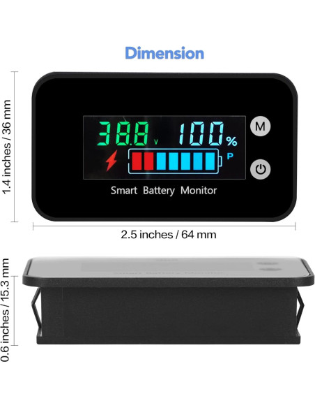 Monitor de Batería IPX7 hwnguJ AA-01 12V-72V con Alarma