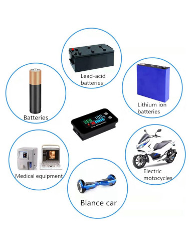 Monitor de Batería IPX7 hwnguJ AA-01 12V-72V con Alarma