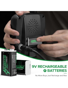 Batería Recargable 9V Hazlewolke 1000mAh USB-C 2 Piezas 2