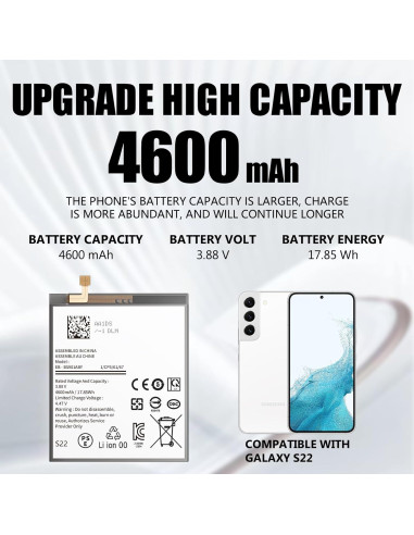 Batería de Reemplazo 4600mAh para Samsung Galaxy S22 5G