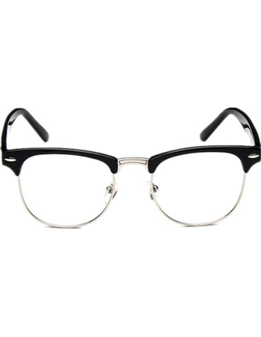 Gafas de media montura Shiratori Vintage 53mm Negro