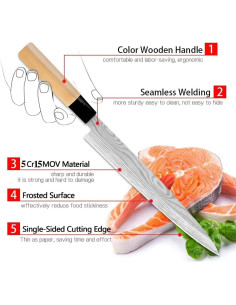 Cuchillo Sashimi Profesional LIUZHANGYU 24cm Acero Inoxidable 2