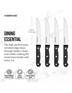 Conjunto de cuchillos de carne Farberware 4 piezas acero inoxidable 2