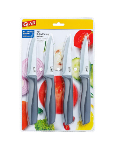 Juego de Cuchillos de Pelar Glad 4 Piezas Acero Inoxidable 8.9 cm