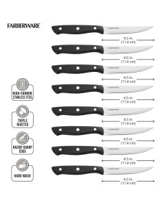 Conjunto de cuchillos de carne 8 piezas Farberware acero inoxidable 2