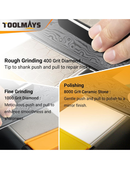 Piedra de Afilar 3 Lados TOOLMAYS Grano 400/1000/8000