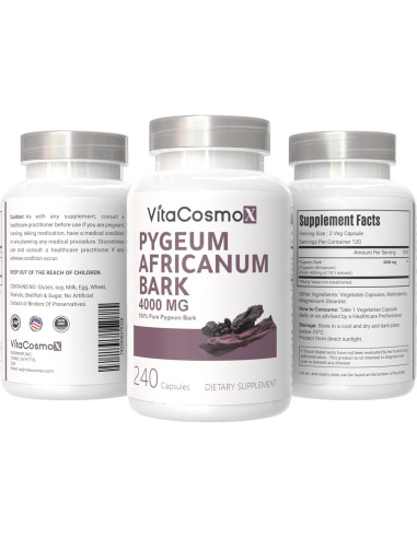 Suplemento de Pygeum Africanum VitaCosmoX 240 Cápsulas Veganas