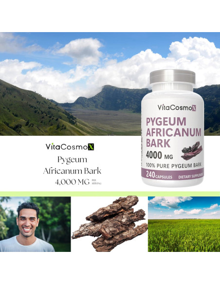 Suplemento de Pygeum Africanum VitaCosmoX 240 Cápsulas Veganas