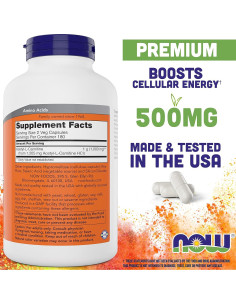 Acetil L-Carnitina 500mg NOW Foods 360 Cápsulas Veganas 2