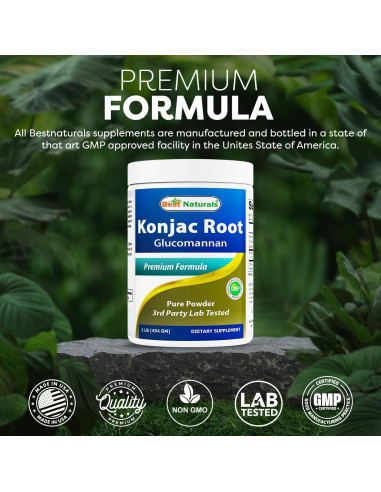 Glucomanano Konjac 2000mg Mejores Naturales 908g - 2 Paquetes