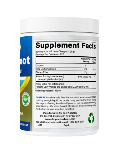 Glucomanano Konjac 2000mg Mejores Naturales 908g - 2 Paquetes