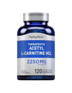 Acetil L-Carnitina HCL Piping Rock 2250mg 120 Cápsulas Suplemento
