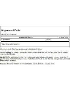Aminoácido L-Metionina 500mg Swanson 30 Cápsulas 2