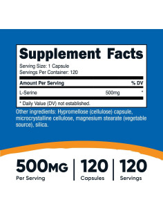 L-Serina Nutricost 500mg - 120 Cápsulas Vegetarianas 2