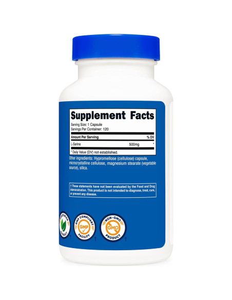 L-Serina Nutricost 500mg - 120 Cápsulas Vegetarianas