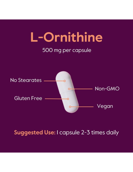 Suplemento L-Ornitina 500mg Bestvite 240 Cápsulas Veganas