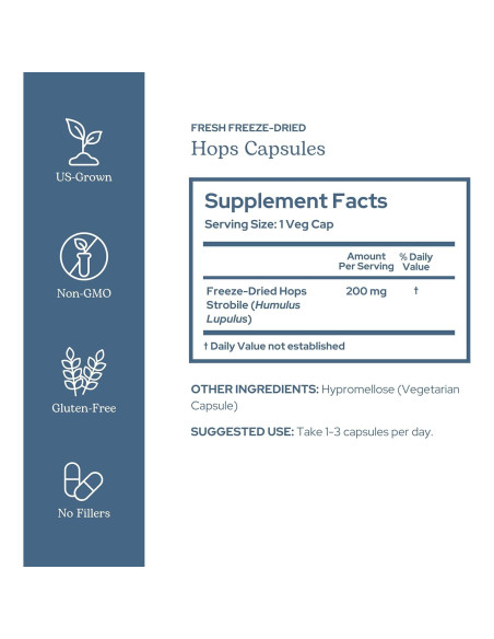 Cápsulas de Lúpulo Ecléctico 90 CT | Suplemento Herbal Vegano