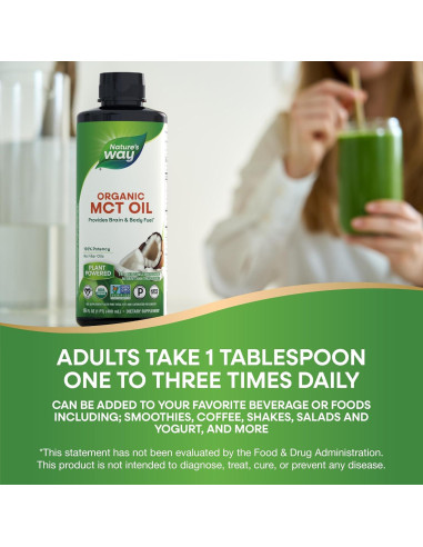 Aceite MCT Orgánico Nature's Way 480ml C8 C10 Keto Paleo