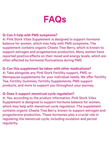 Pink Stork Vitex Orgánico 1000 mg - Baya del Árbol de la Castidad - 60 Cápsulas Veganas