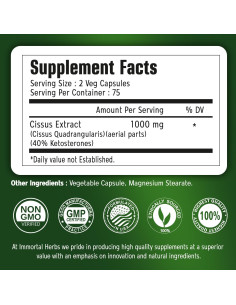 Cápsulas de Cissus Quadrangularis 1000mg - Immortal Herbs, 150 Unidades 2