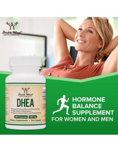 DHEA 100mg 180 Cápsulas Double Wood - Equilibrio Hormonal