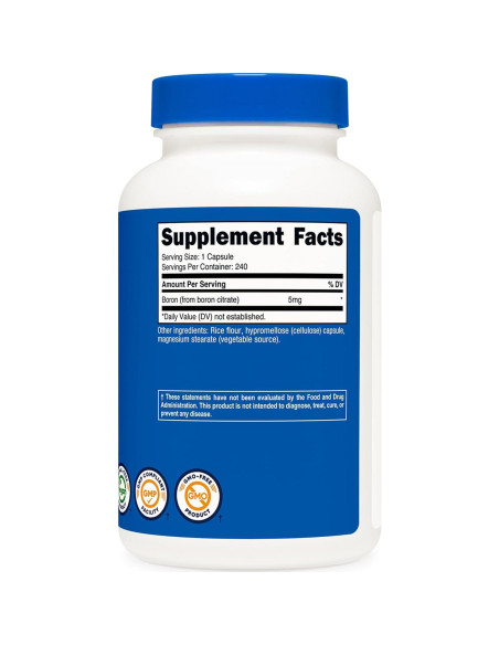 Cápsulas de Boro Nutricost 5mg - 240 Vegetarianas Sin Gluten