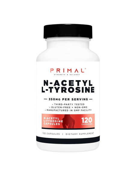 Cápsulas Primal N-Acetil L-Tirosina 350mg - 120 Porciones