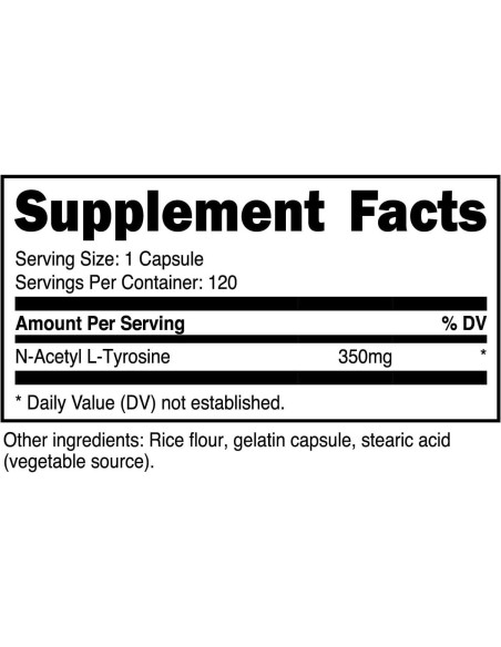 Cápsulas Primal N-Acetil L-Tirosina 350mg - 120 Porciones