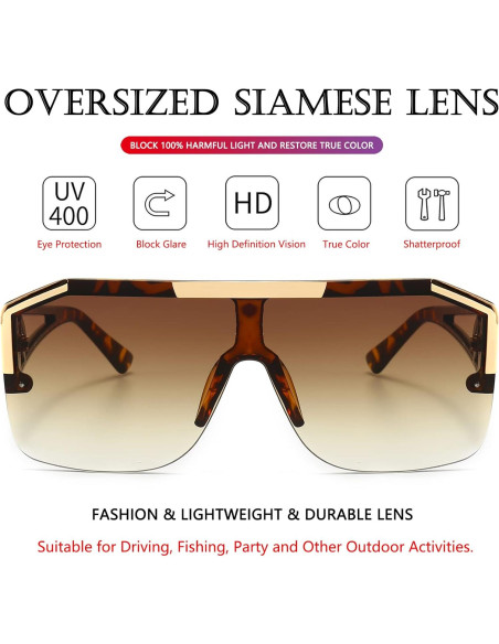 AIEYEZO Gafas de sol cuadradas grandes con lente plana