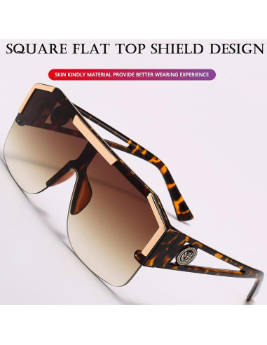 AIEYEZO Gafas de sol cuadradas grandes con lente plana