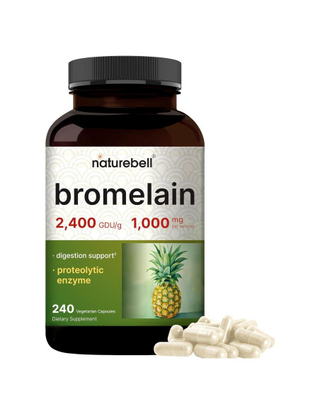 Bromelina NatureBell 1000mg 240 Cápsulas Vegetales Digestivas