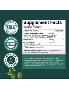 Enzimas Digestivas Natures Craft 90 Ct - Bilis Bovina y Pancreatina 2