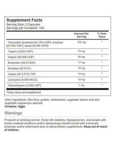 Vitacost Mega Enzimas Digestivas con Pancreatina 10X - 200 Cápsulas 2