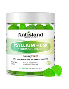 Gomitas de Psyllium Husk Natisland 1500mg 60 Masticables Veganas