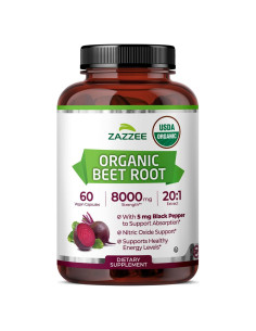 Zazzee Extracto de Raíz de Remolacha Orgánica 8000 mg 60 Cápsulas